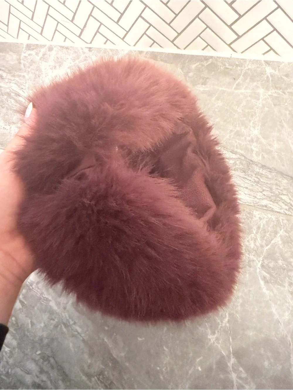 ALO Opulent Faux Fur Wintersun Headband - Burgundy Truffle